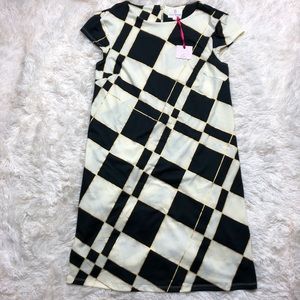 Julie Brown NYC cream black and gold print dress